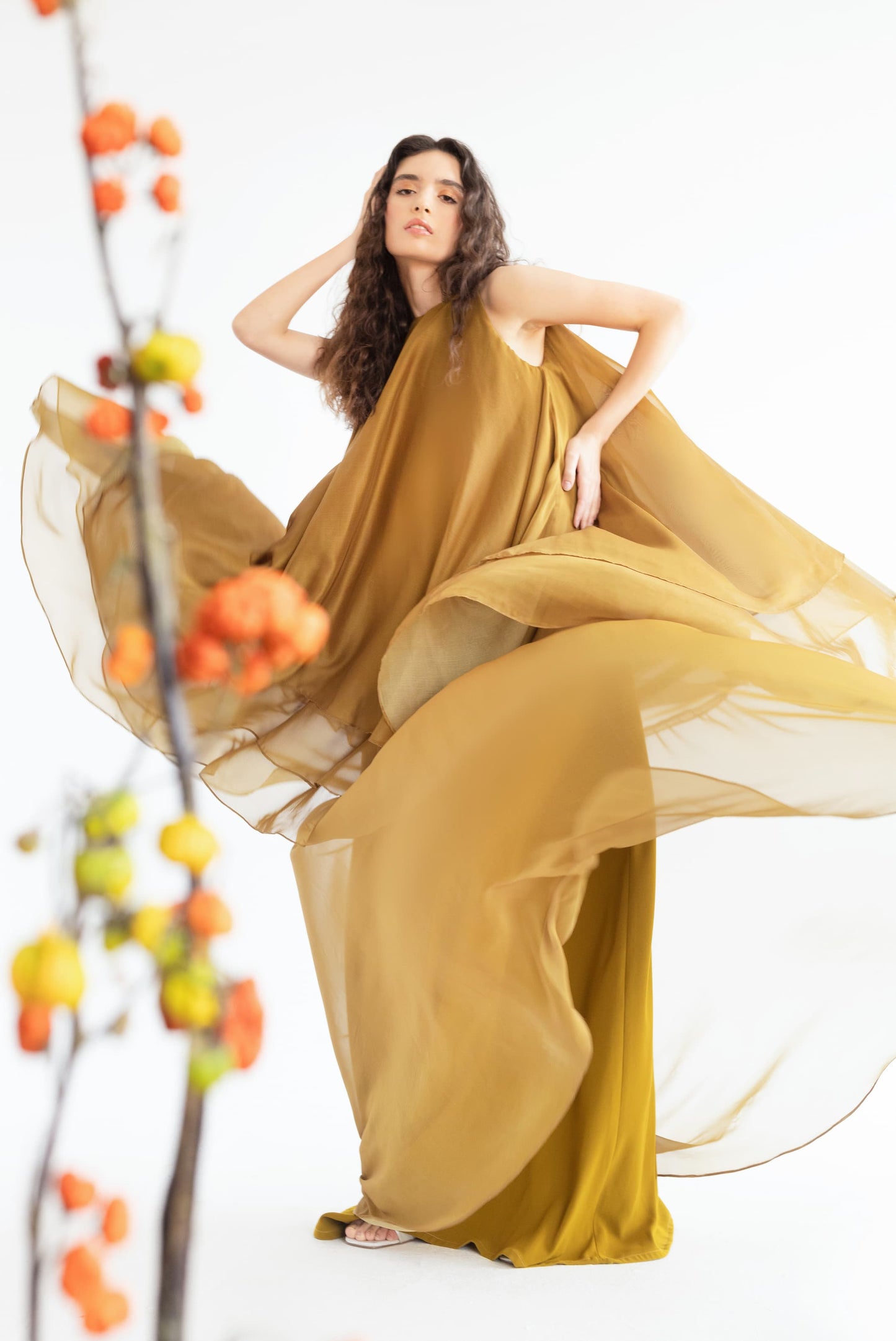 LAYERED SLEEVELESS CHIFFON DRESS