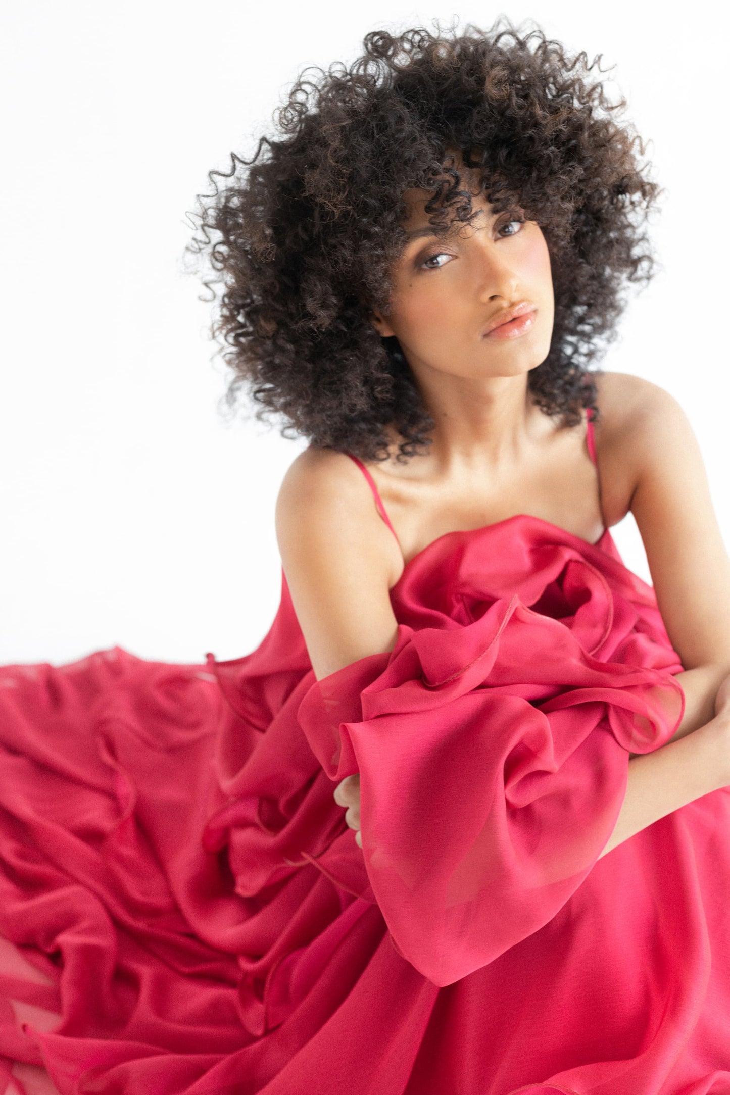 FUCHSIA CHIFFON LAYERED DRESS