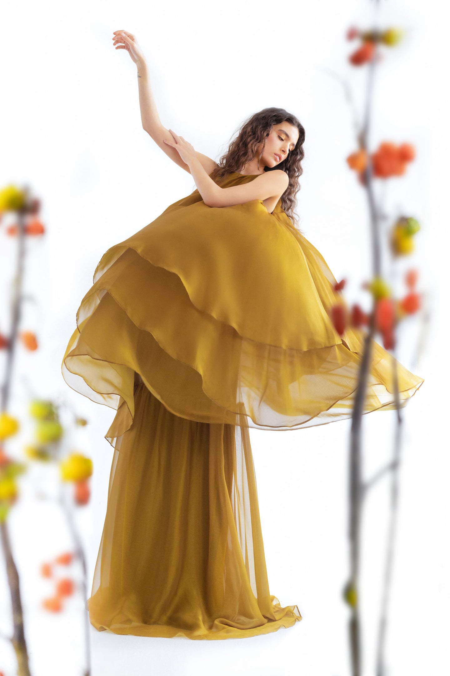 LAYERED SLEEVELESS CHIFFON DRESS