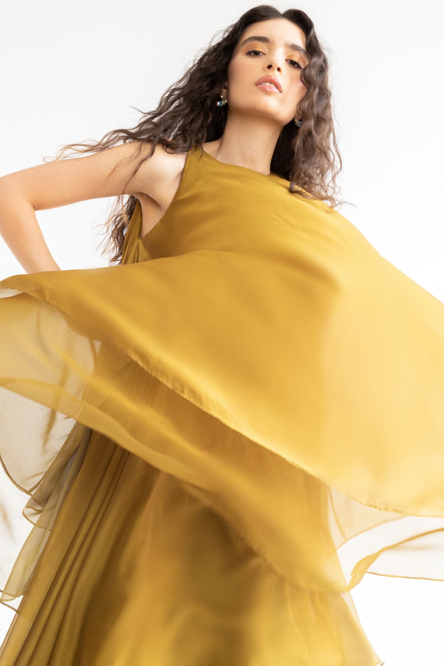 LAYERED SLEEVELESS CHIFFON DRESS