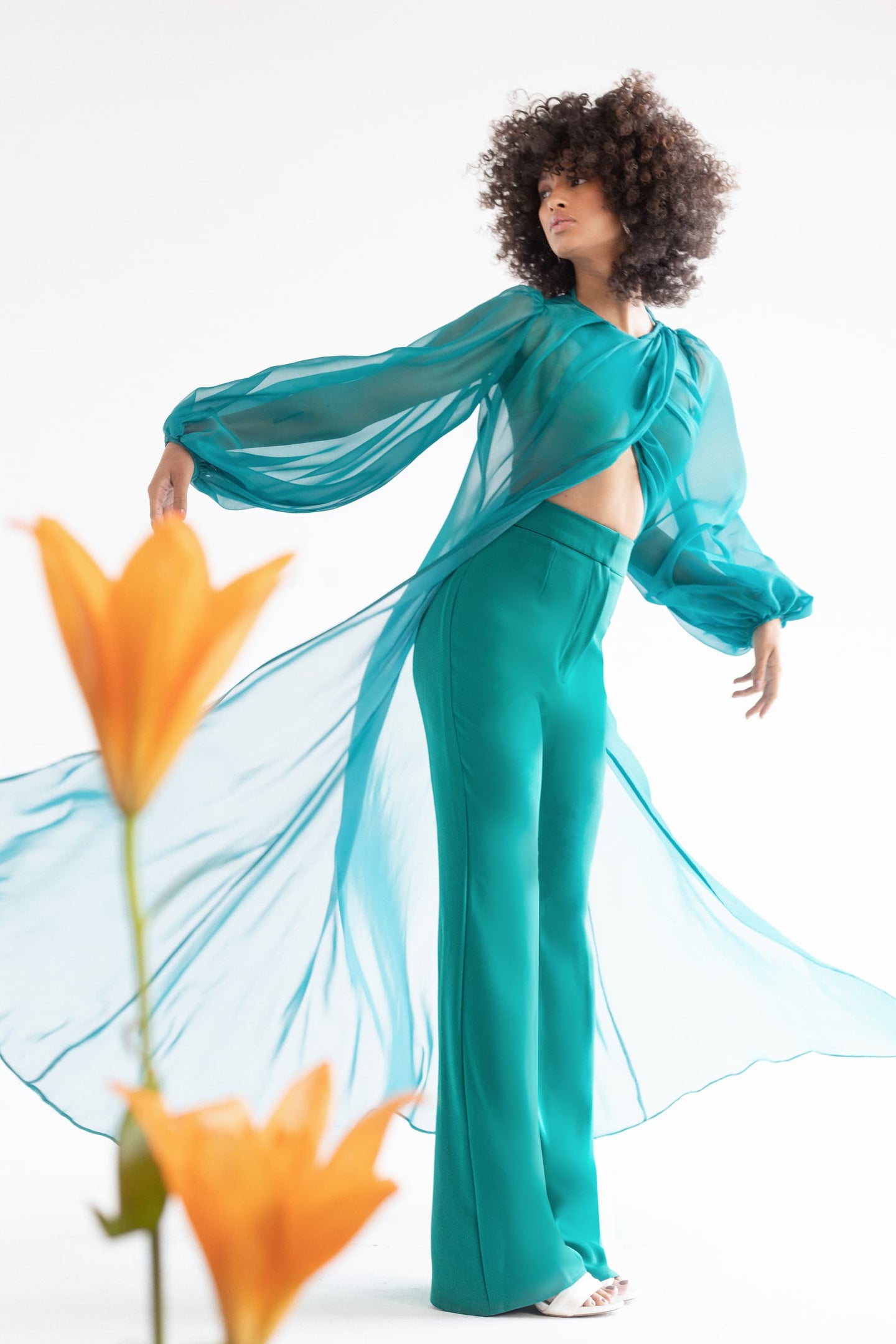 DRAPED CHIFFON BLOUSE