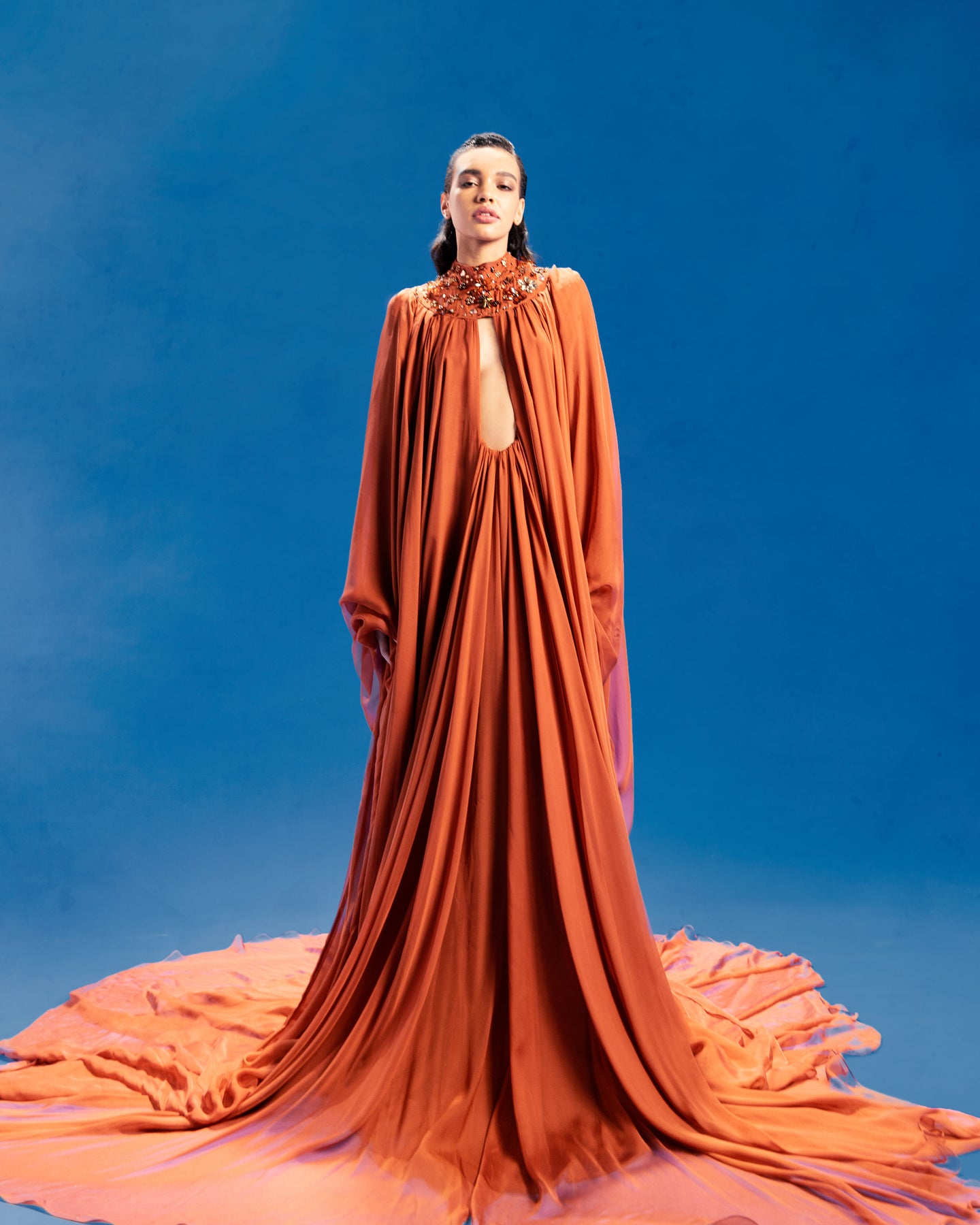 HIGH-NECK LONG DRESS