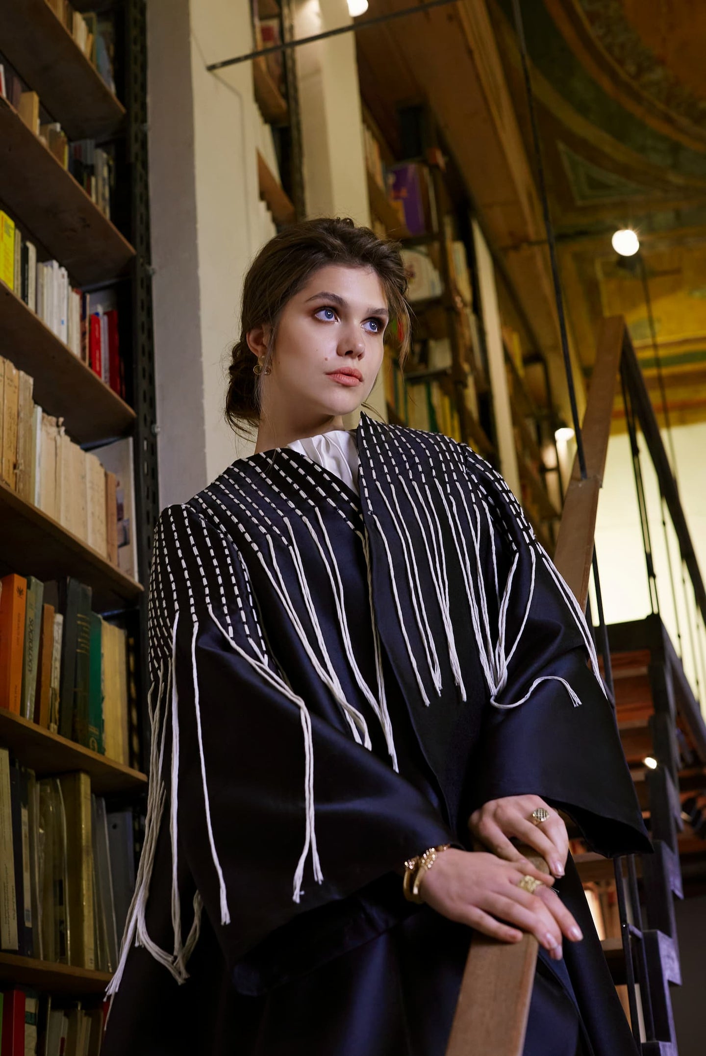 BLACK TAFTA-SATIN CAPE